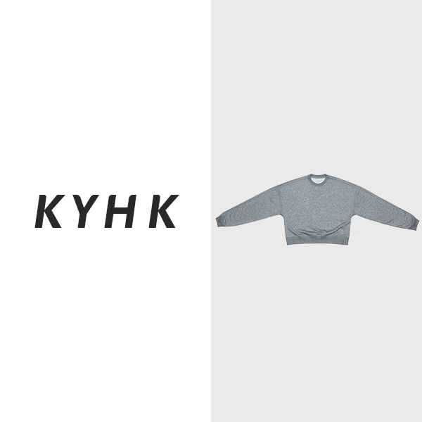 KYHK宽松休闲黑灰双色圆领长袖T恤230873