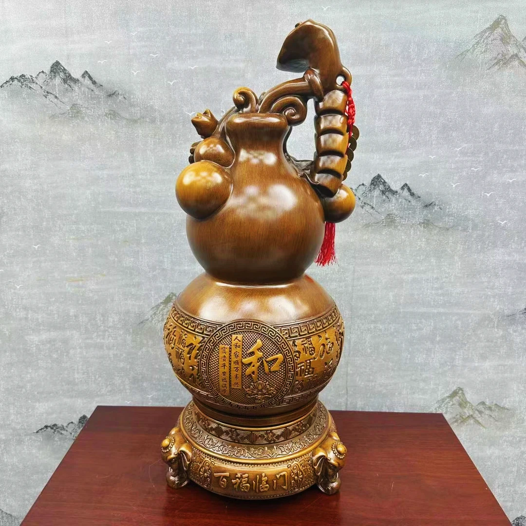 L  百福临门可旋转葫芦客厅开业送礼装饰品摆设摆件（17*17*41cm）