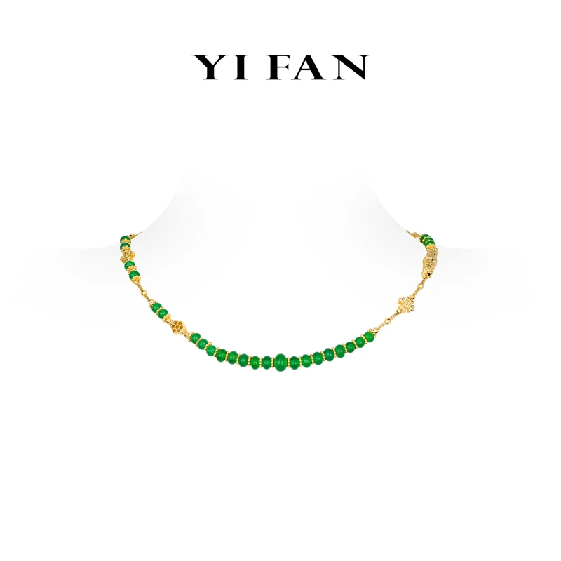 吊坠925银合成锆石 20184-时尚气质绿色珠珠豪镶百搭项链