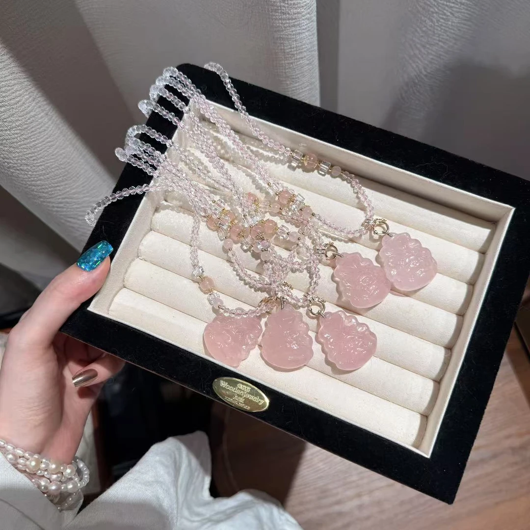 粉水晶九尾狐吊坠(带链) 多样性发其一K67