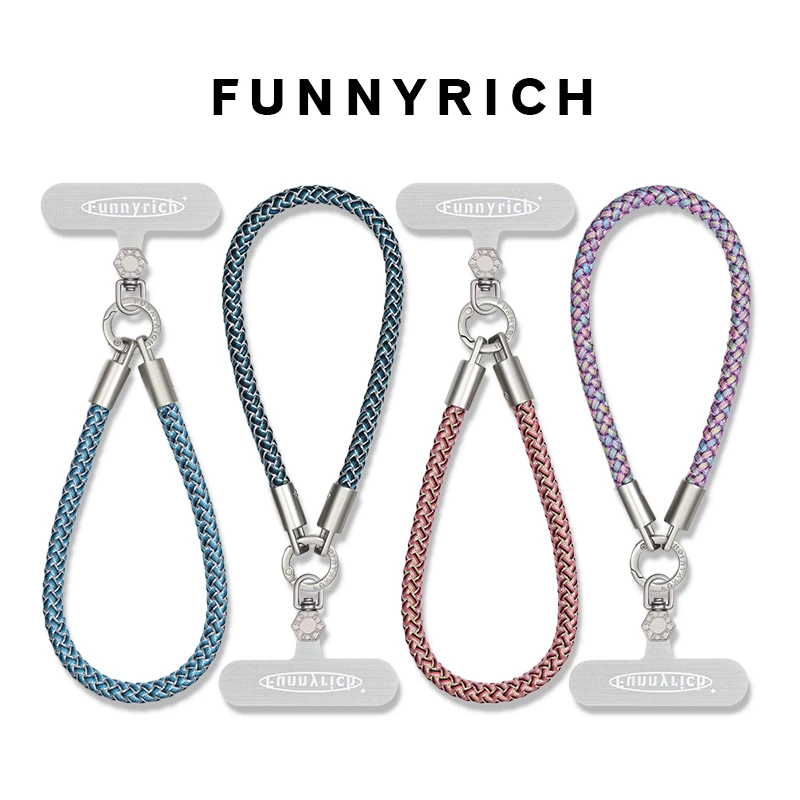 FUNNYRICH龙鳞编织手机壳挂绳手机腕带短款撞色防丢钥匙扣新款女