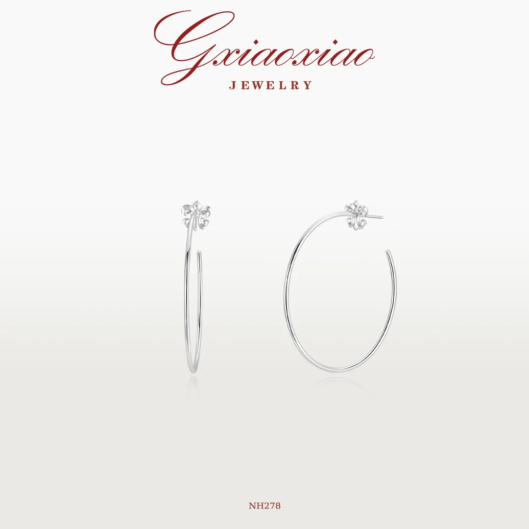 G XIAOXIAO 镀K金 时尚气质高级百搭CNC鸢尾花大C圈耳环 NH278