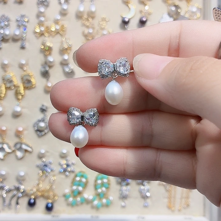 合金淡水珍珠耳饰