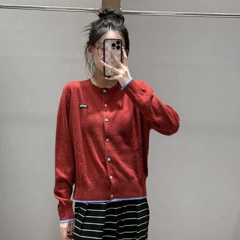 【现货】FIZZFLY|25设计师品牌新款25秋季下摆拼色羊绒开衫针织上衣