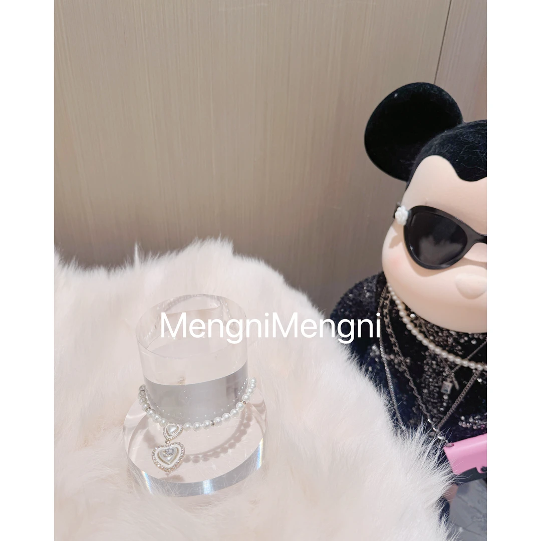 铜合金仿珍珠项链 P1442 小香风珍珠珐琅桃心项链