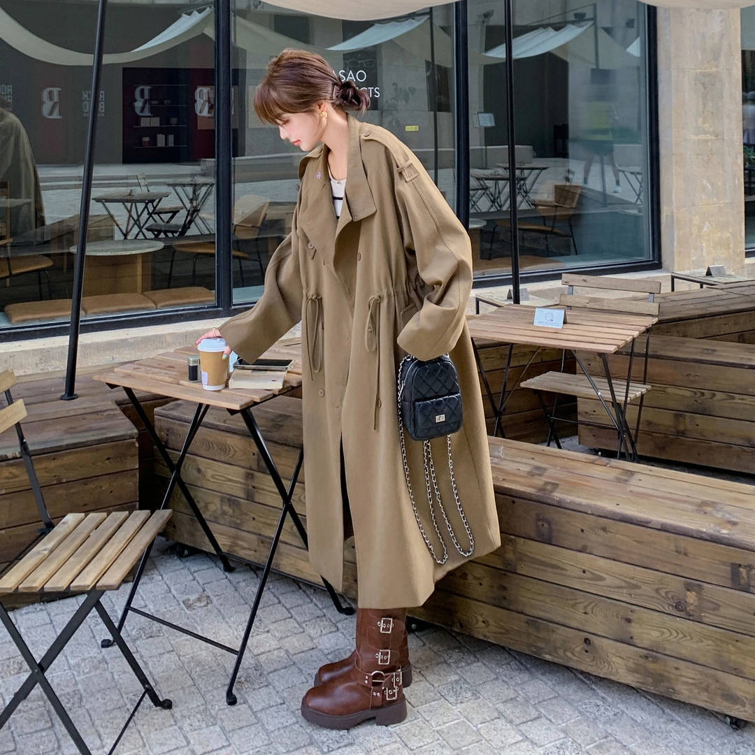 复古千金感英伦风衣外套女2025秋冬新款中长款小个子百搭时髦大衣
