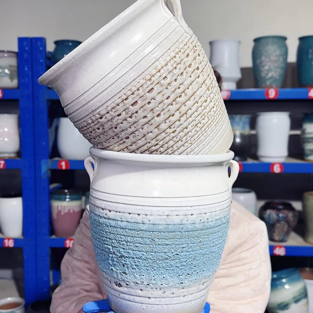 紫砂花盆高21口19