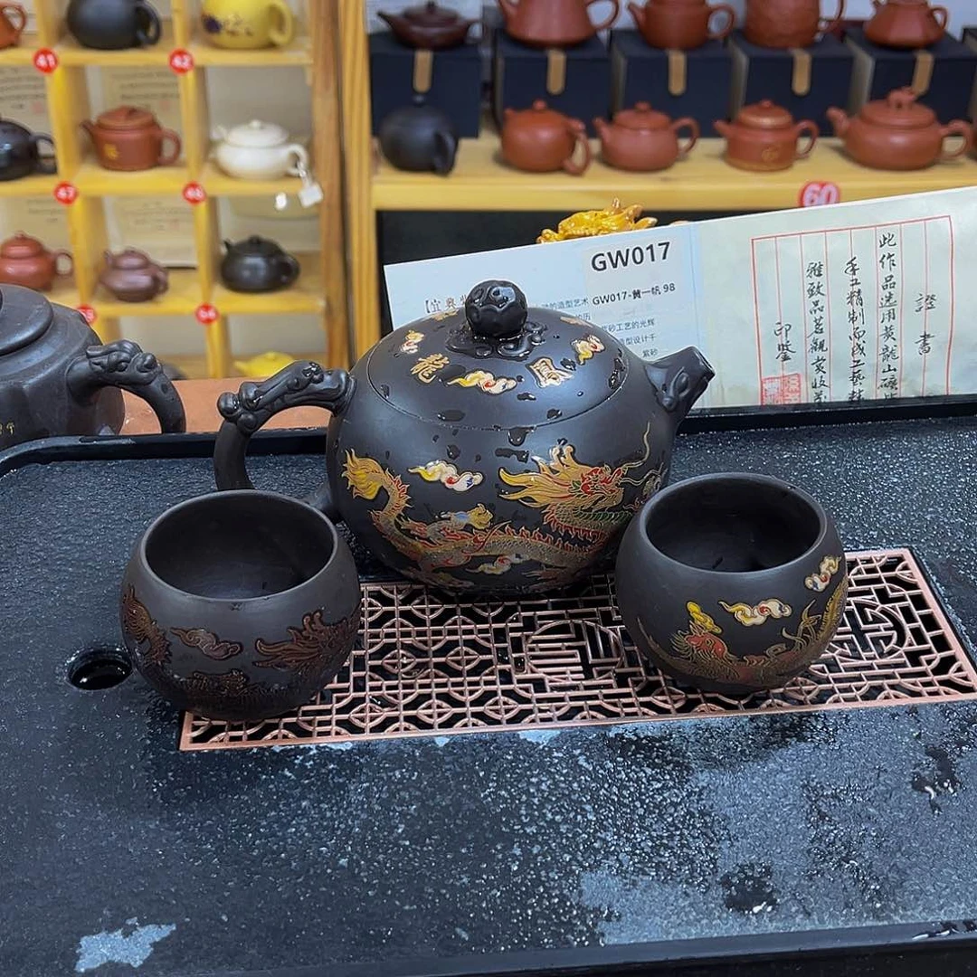 紫砂茶案紫砂壶500cc4杯