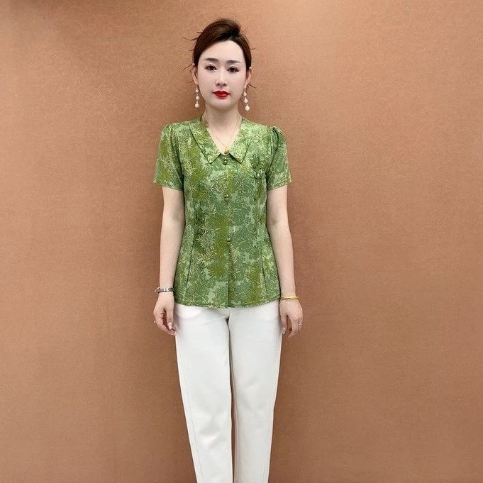 夏季新款妈妈装短袖宽松时尚减龄洋气显瘦T恤百搭上衣