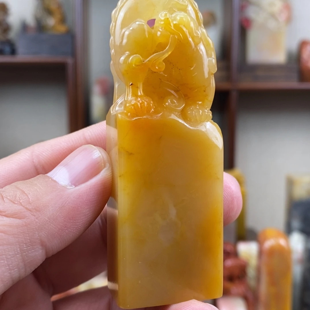 印石巴林石巴林石手工雕钮扁章