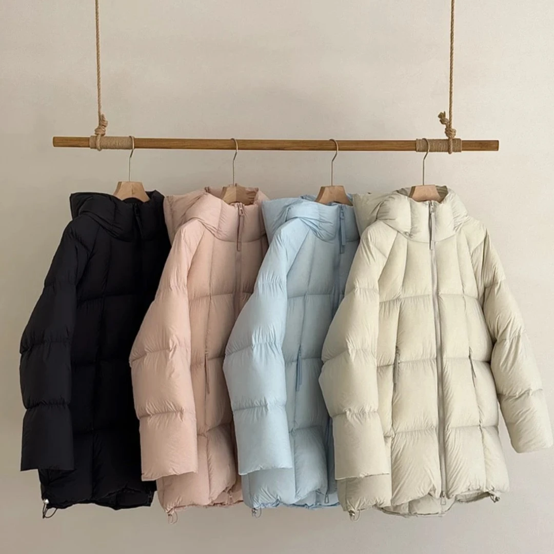 【反季羽绒服】90白鹅绒贝贝款超轻泡芙感蓬松连帽羽绒服潮流中长款