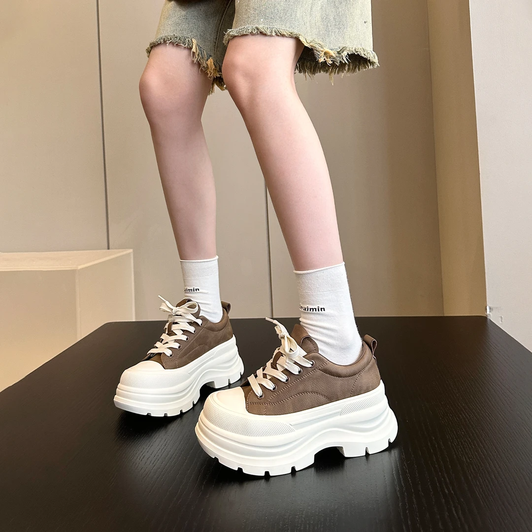 超火尖货~品质欧货显瘦松糕厚底鞋小白鞋女鞋子增高黑白板鞋