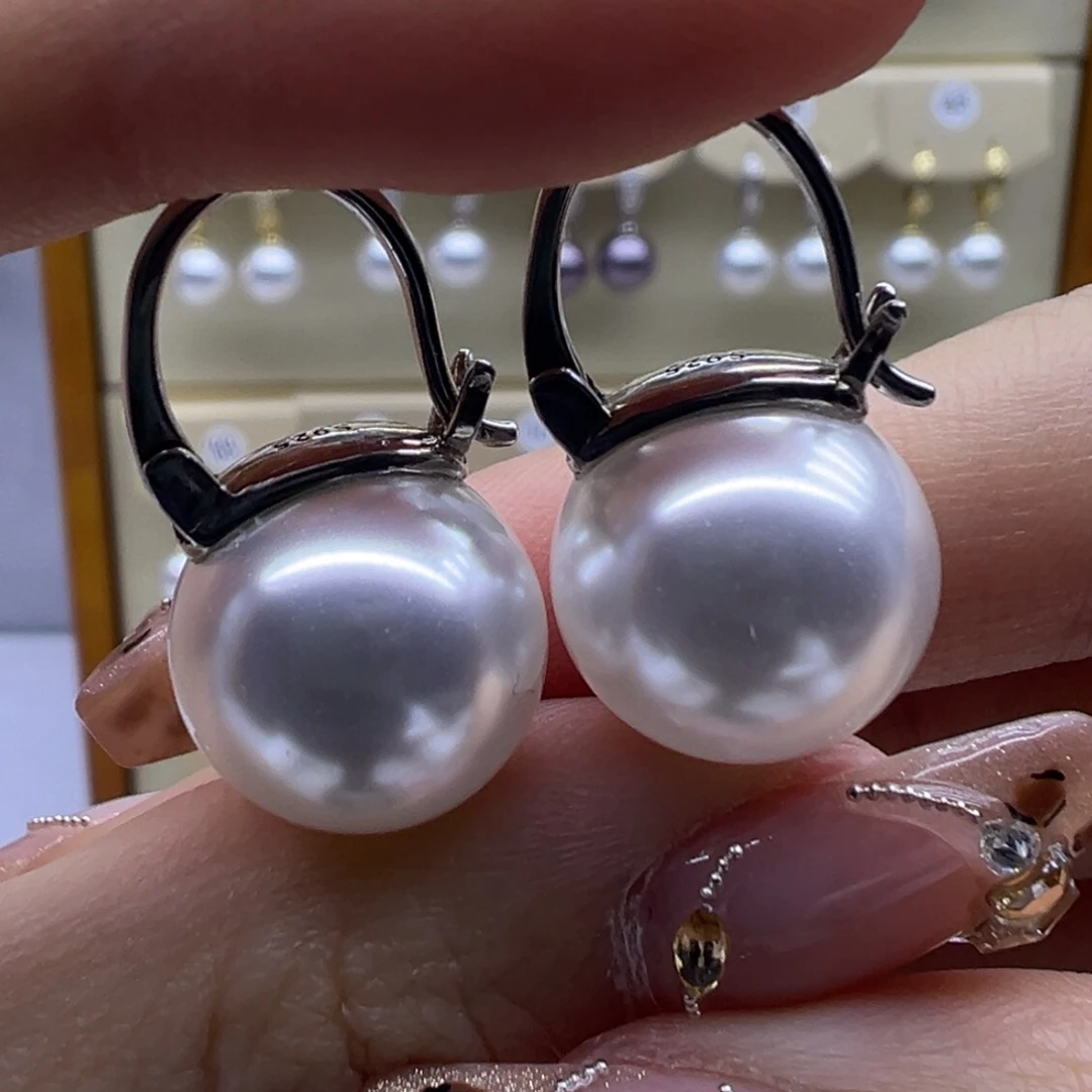 银S925镶嵌淡水珍珠耳饰
