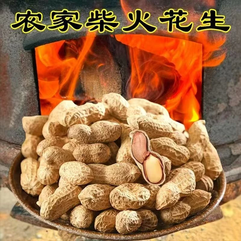 25年农家铁锅炒花生原味新货带壳炒熟花生现炒净重花生米坚果年货