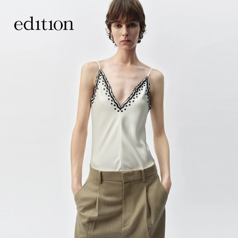 【精英衣橱系列】edition2025春新款绣花醋酸吊带背心#EBE1VET008