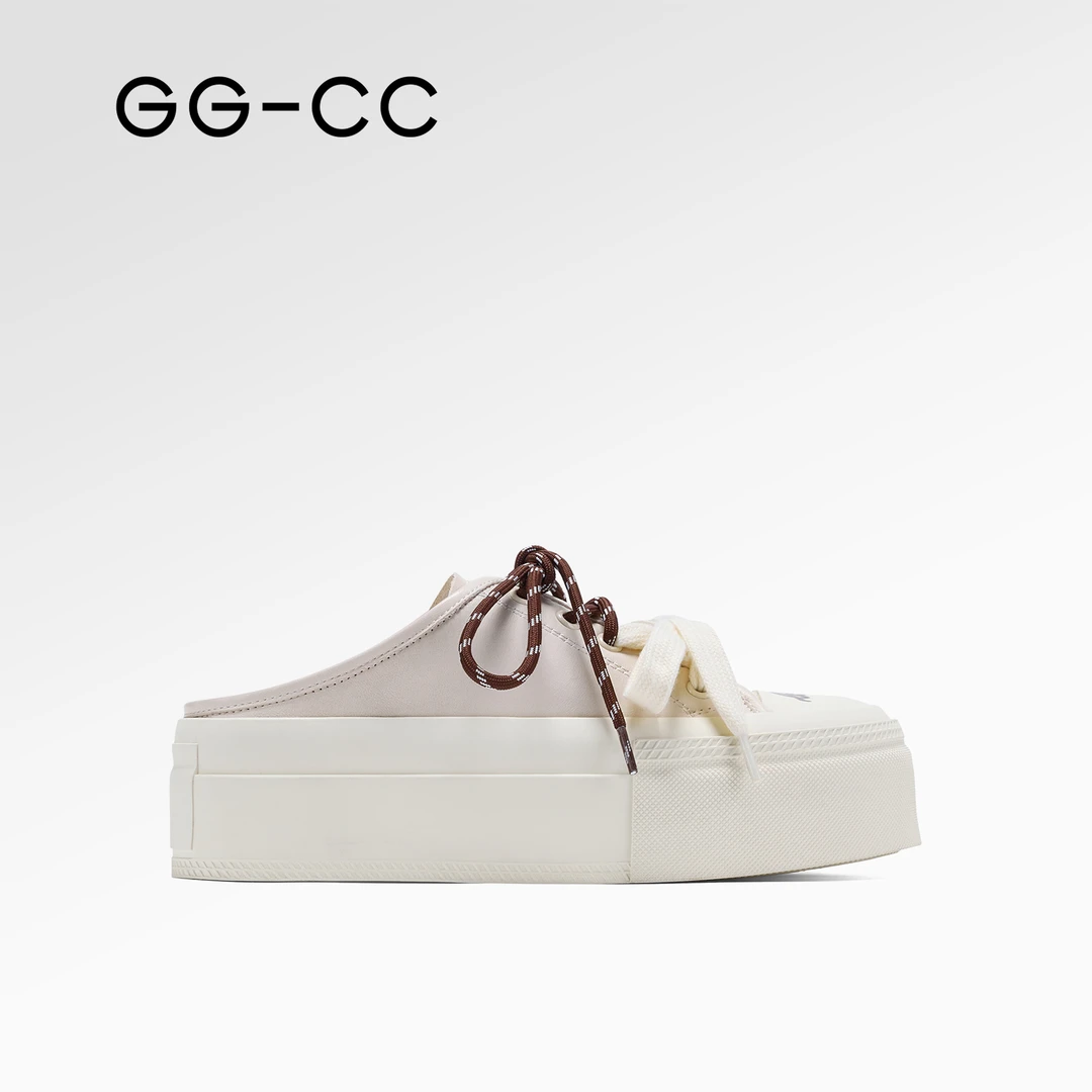 GG-CC【原味松饼】2025年春季新款潮流厚底半拖一脚蹬休闲鞋女3557