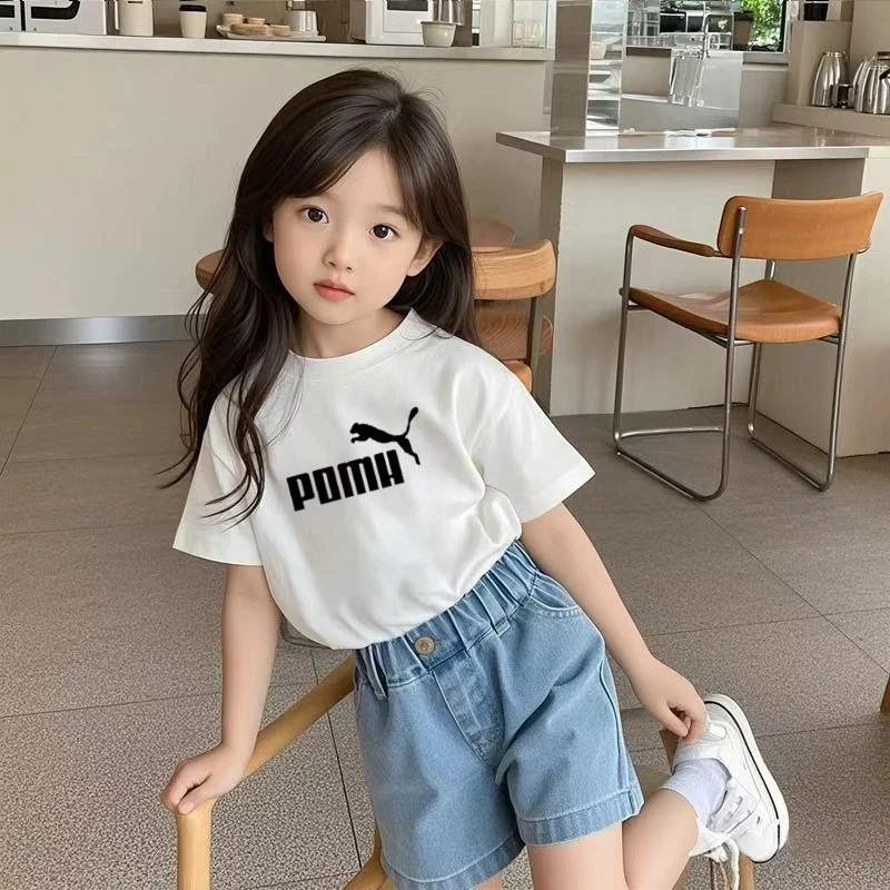 FAVMARTHA潮牌童装短袖T恤纯棉夏季儿童白色半袖上衣吸汗男女童打