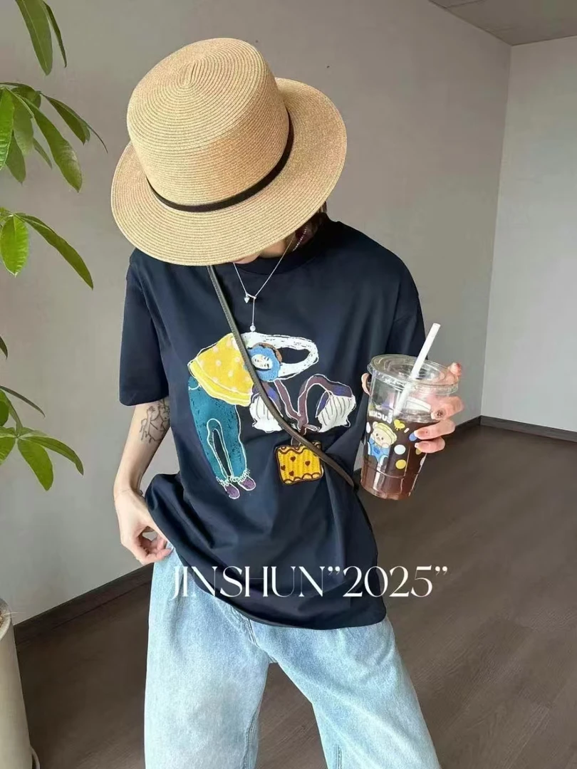 深圳南油春夏新25短袖常规款轻职风T恤大版夏季蓝色时尚宽松韩版