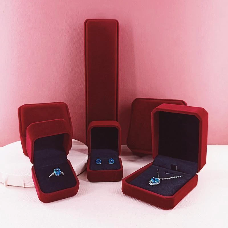 首饰盒/箱 戒指耳钉项链饰品收纳丝绒布首饰盒高档手镯吊坠对包装