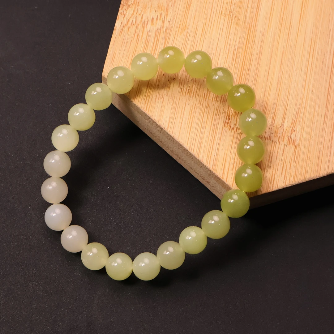 和田玉渐变手串卡8＋mm时尚百搭 女士 单圈 精美 玉手串