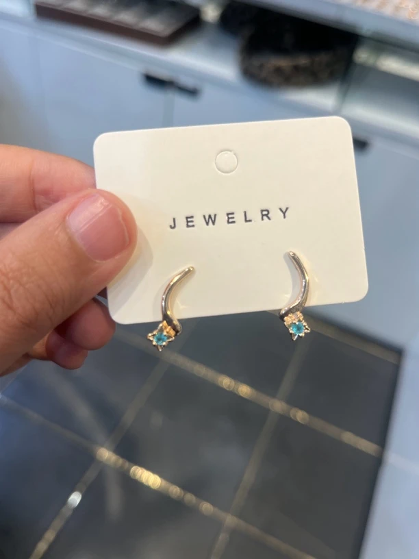 铜合金玻璃耳饰 Gvlin首饰蓝色简约款耳环玫瑰金色028sawit pasun