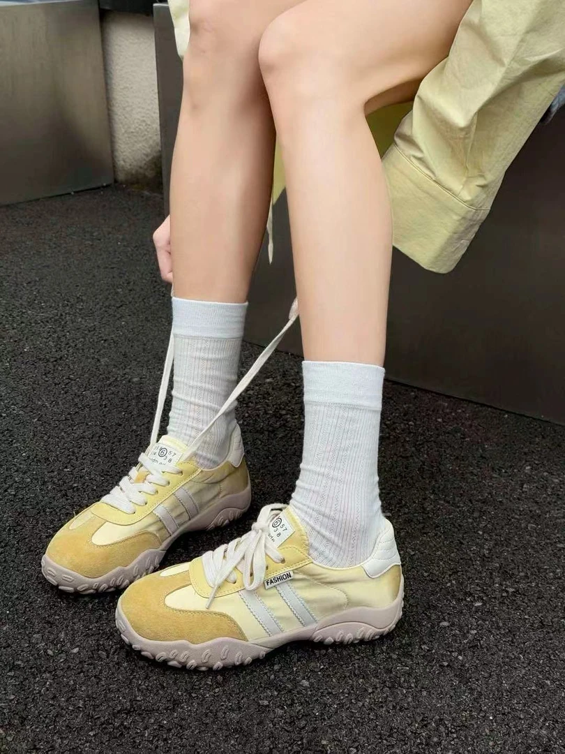 真皮德训鞋3860新款轻便休闲运动鞋厚底阿甘鞋透气女鞋显脚小