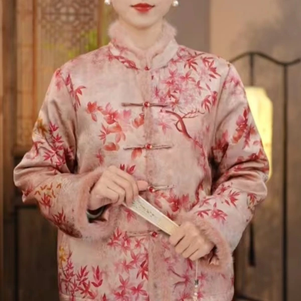 丝年.枫锦｜新款新中式国风重磅上衣加厚拼接外套-5122