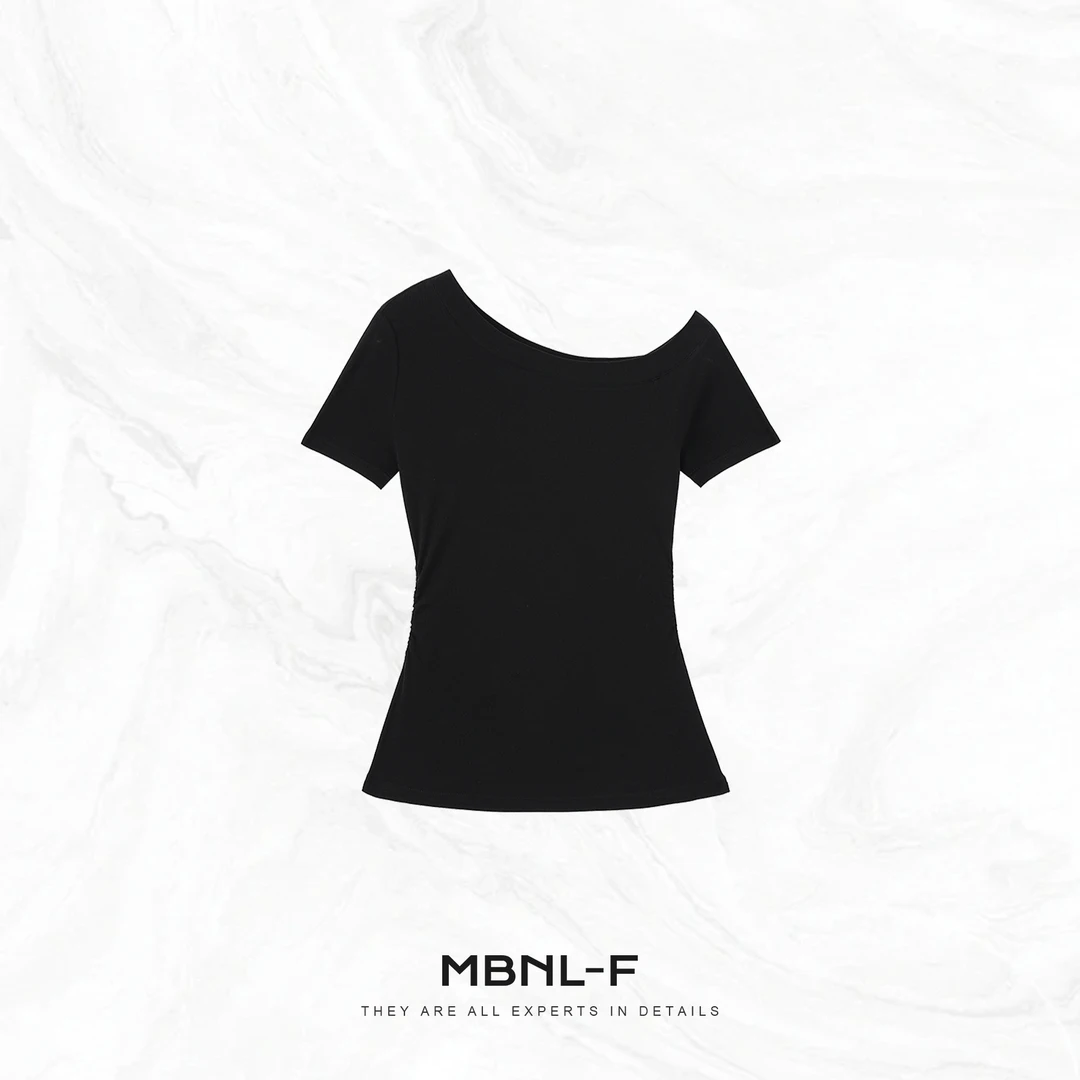 MBNL-F“斜肩短T” 天丝羊毛混纺修身显瘦短袖T恤 秦磊XM-XSY3395