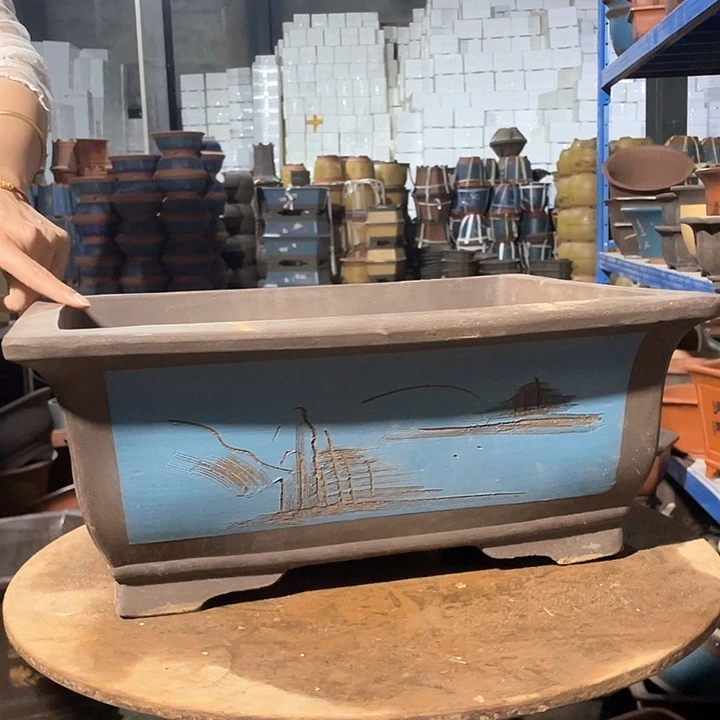 40蓝色马槽花盆花盆