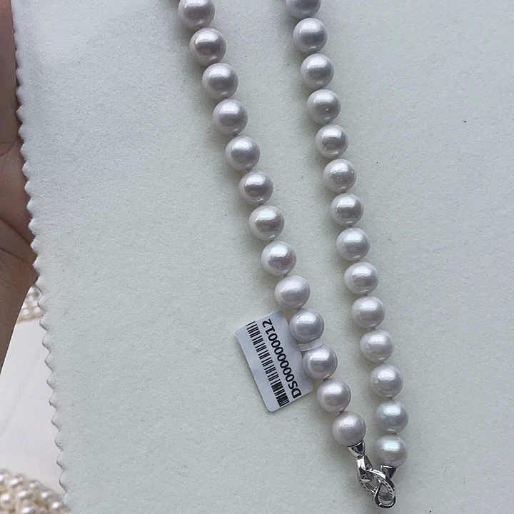淡水珍珠颈饰银S925镶嵌卡10➕极光白炫彩