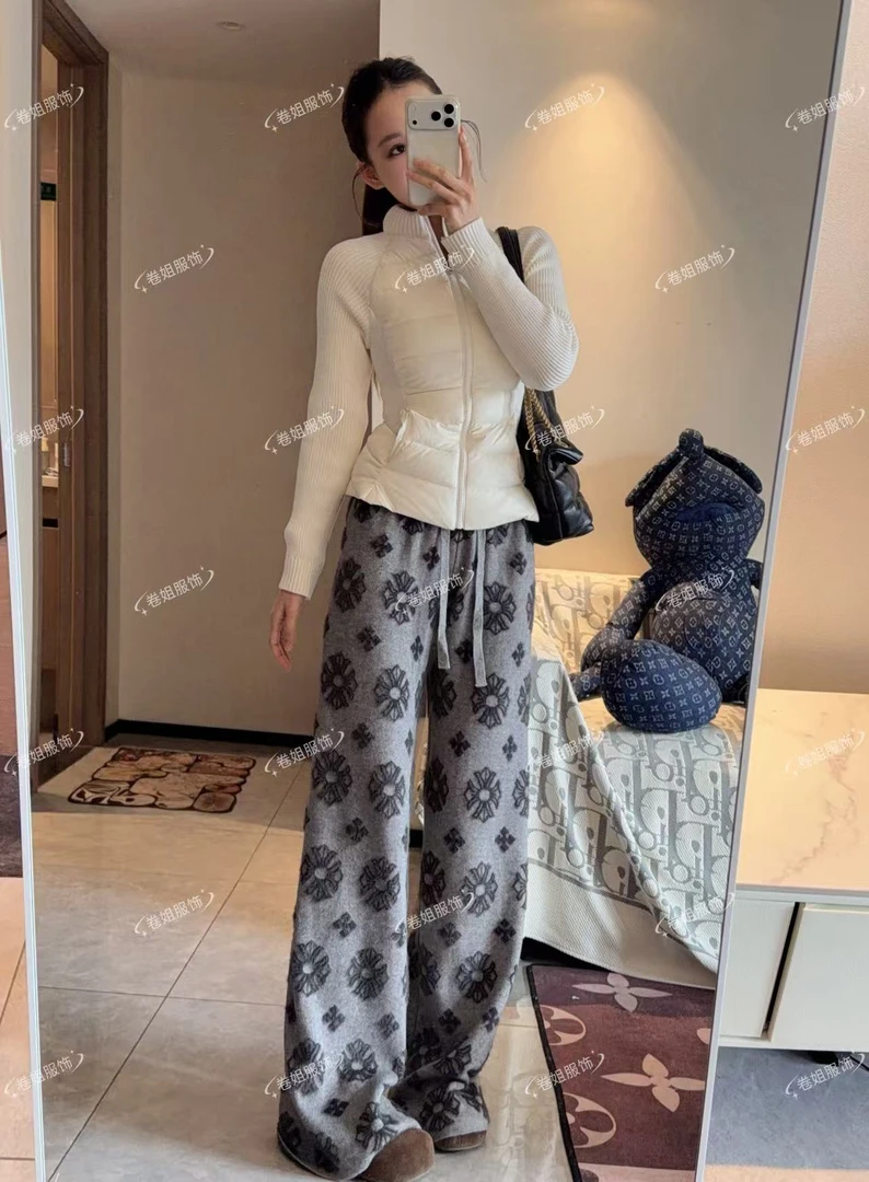 《老板娘推荐》2025冬季新款貂绒心心羊毛绒时尚百搭窄版直筒裤1