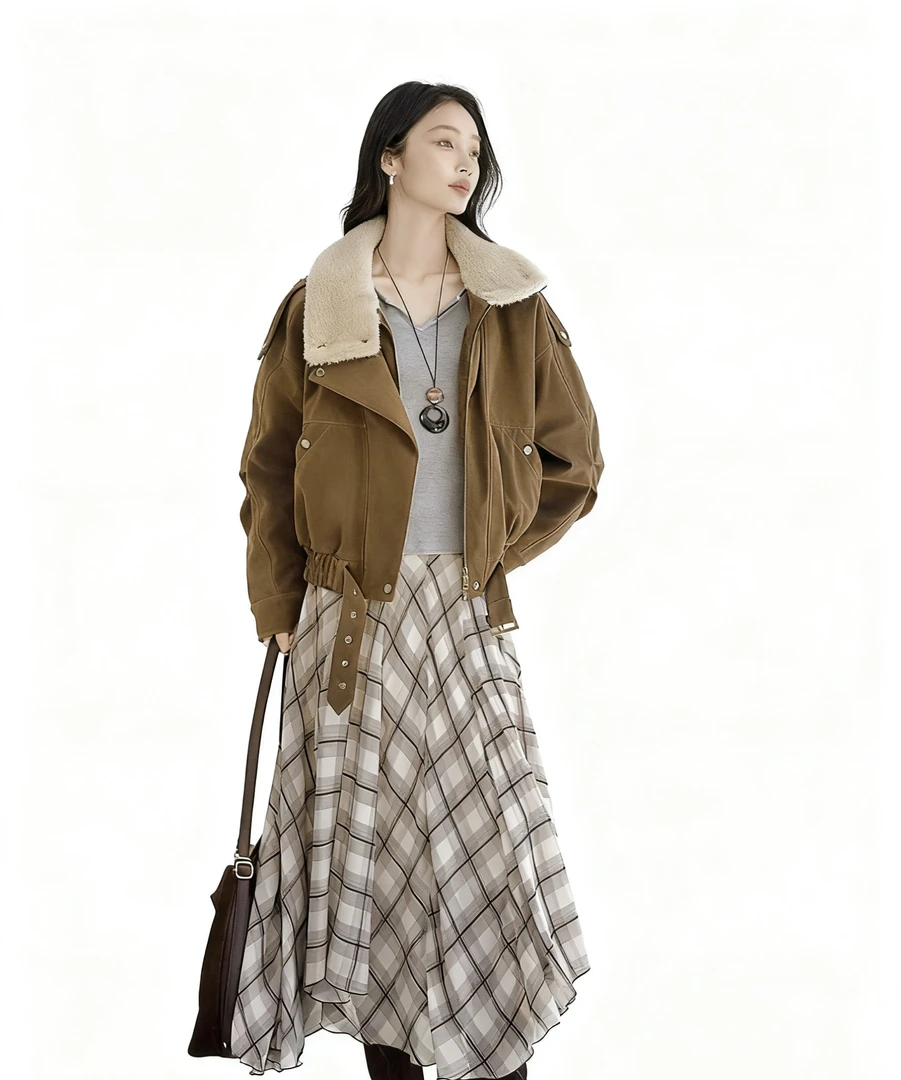 时尚套装慵懒风极简风复古气质韩版INS风百搭翻领9806