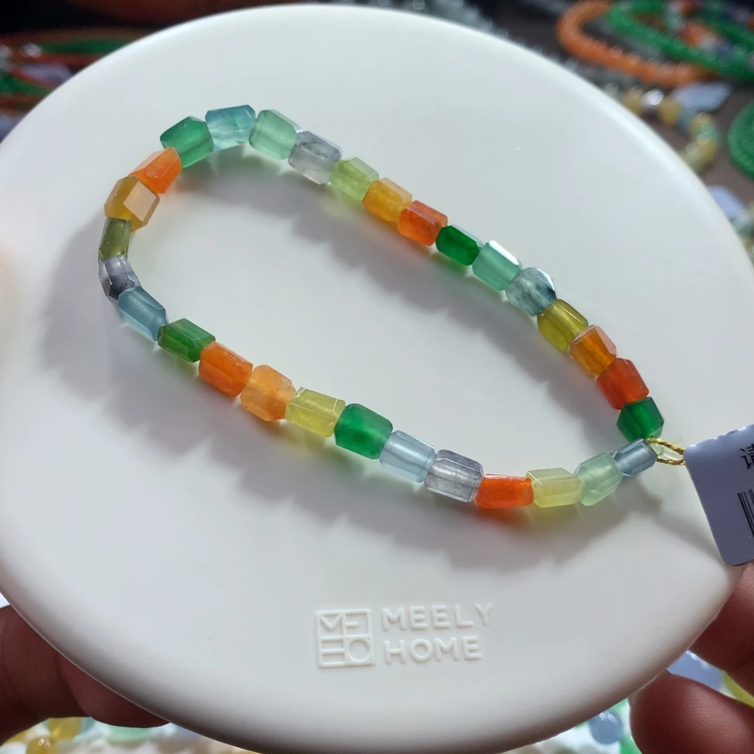 翡翠未镶嵌手链高冰浓彩方糖手链卡6左右