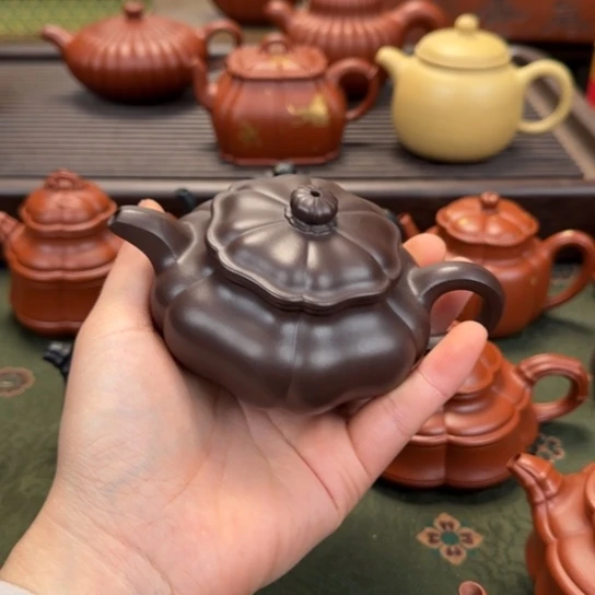 龙***江紫砂茶壶宜兴紫砂葵仿古紫泥