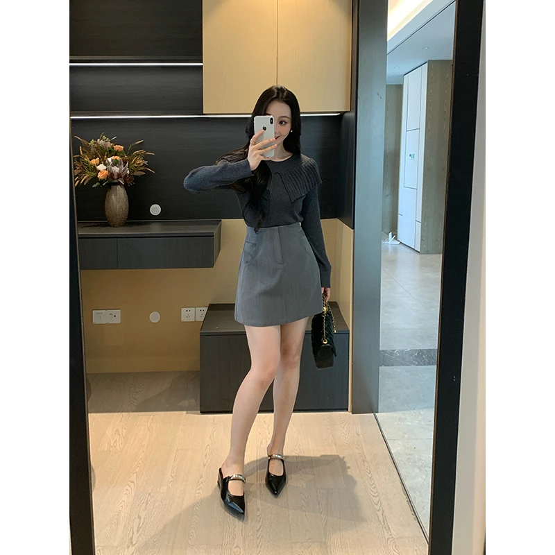 XINYI【秋意漫步】秋季圆领正肩毛衣女显瘦百搭针织衫X625Z14017