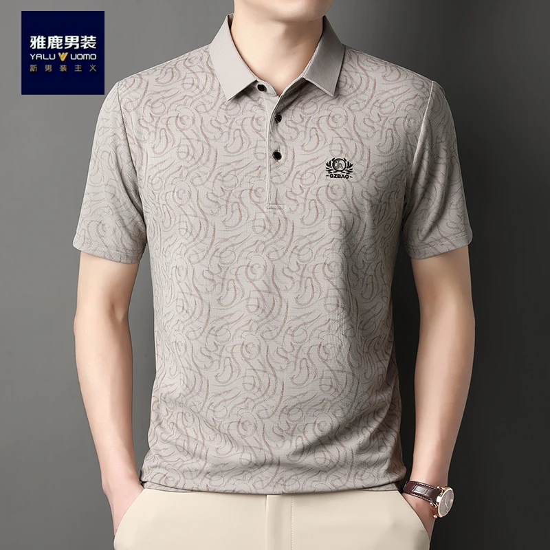 雅鹿男装夏季新款短袖Polo衫男休闲商务中年男士半袖t恤薄爸爸装
