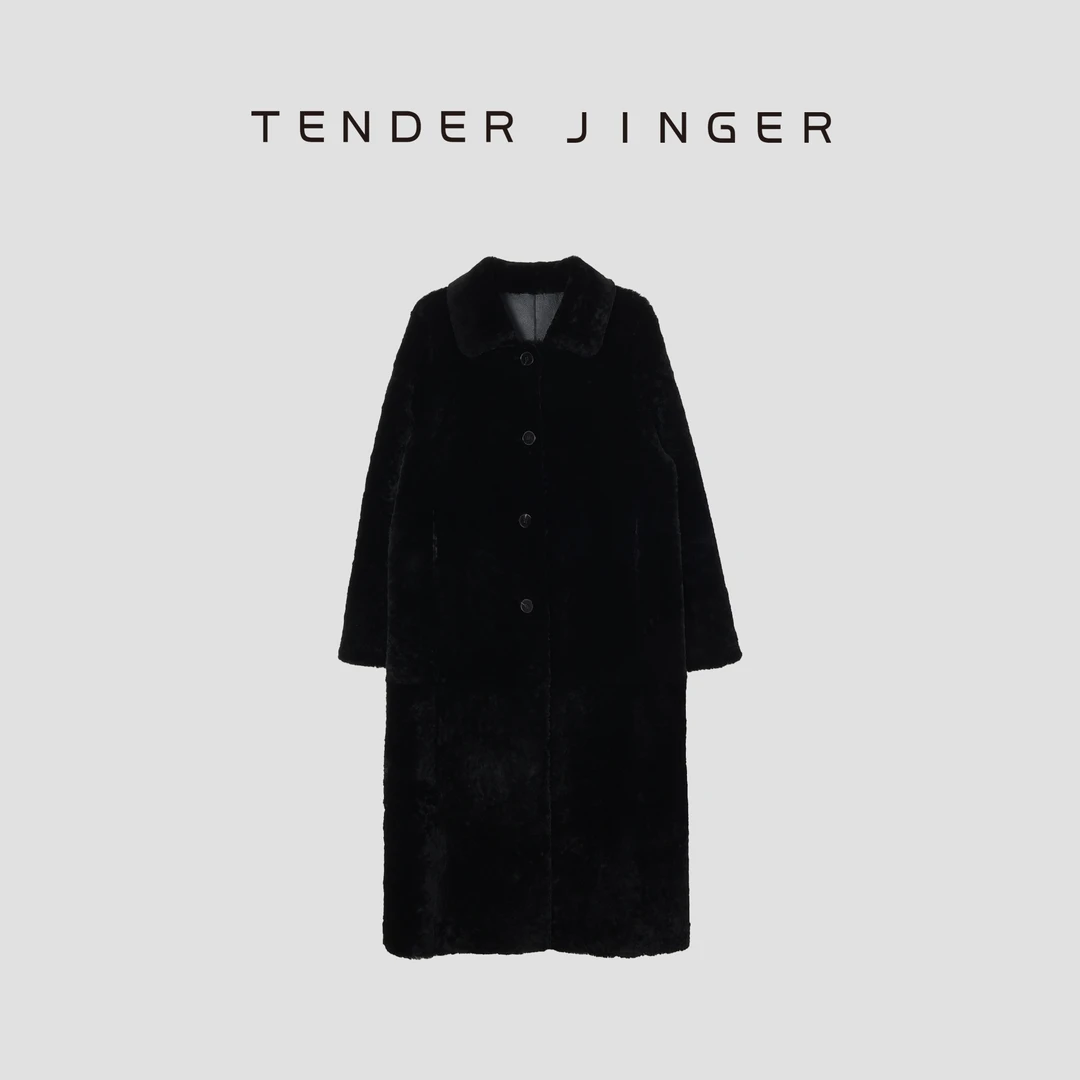 【黑标】女休闲翻领两面穿长款皮毛一体T44MDD78976