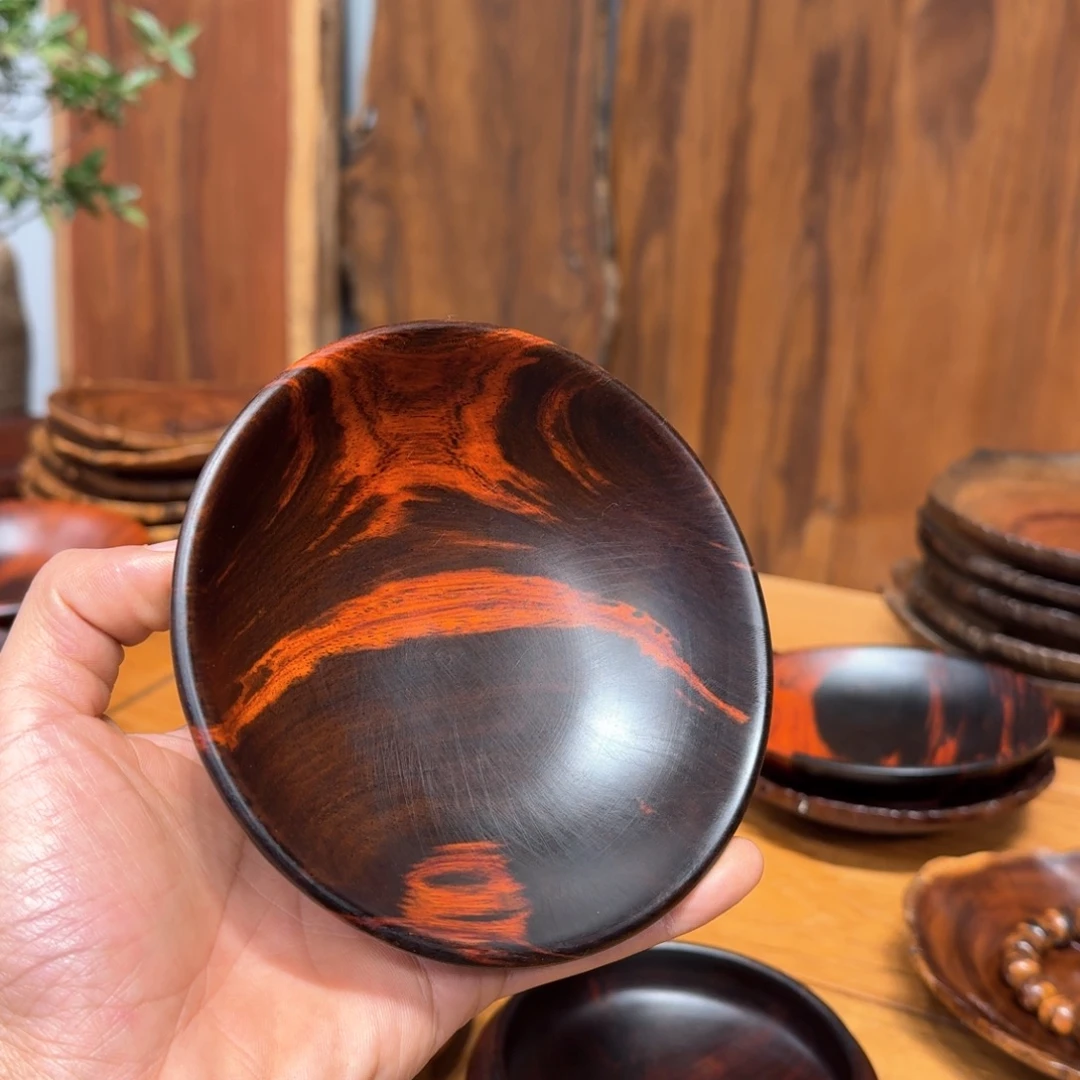 富***油绒质老挝大红酸枝盘子