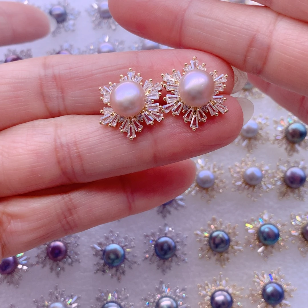 淡水珍珠耳饰合金