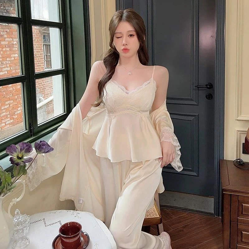 [露丝同款]安妮日记轻奢高定2025网红女带胸垫吊带套装睡衣家居服