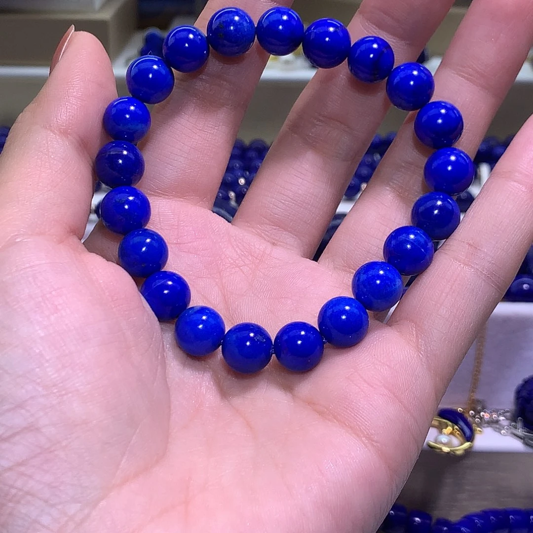 猜***。青金石未镶嵌天然原矿圆珠手串9m +