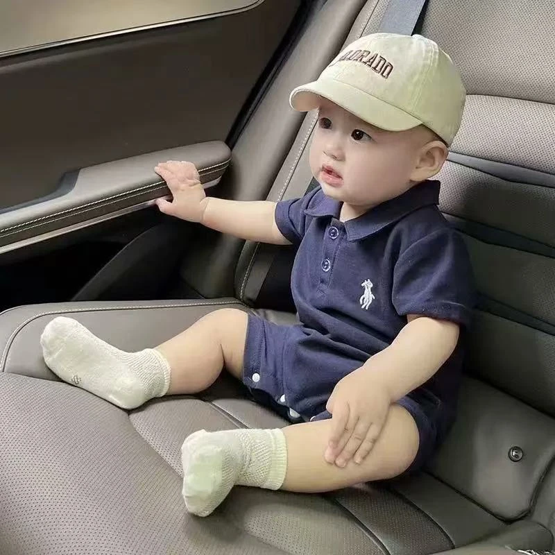 夏季新款绅士POLO哈衣男女宝婴幼儿小清新短袖洋气外出哈服连体衣
