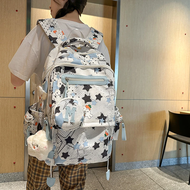 初中生高中学生韩版高颜值ins大容量星星书包女校园小众双肩背包