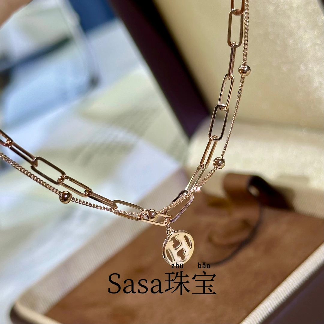 【年货节】18k玫瑰金手链【双层H】时尚大方款