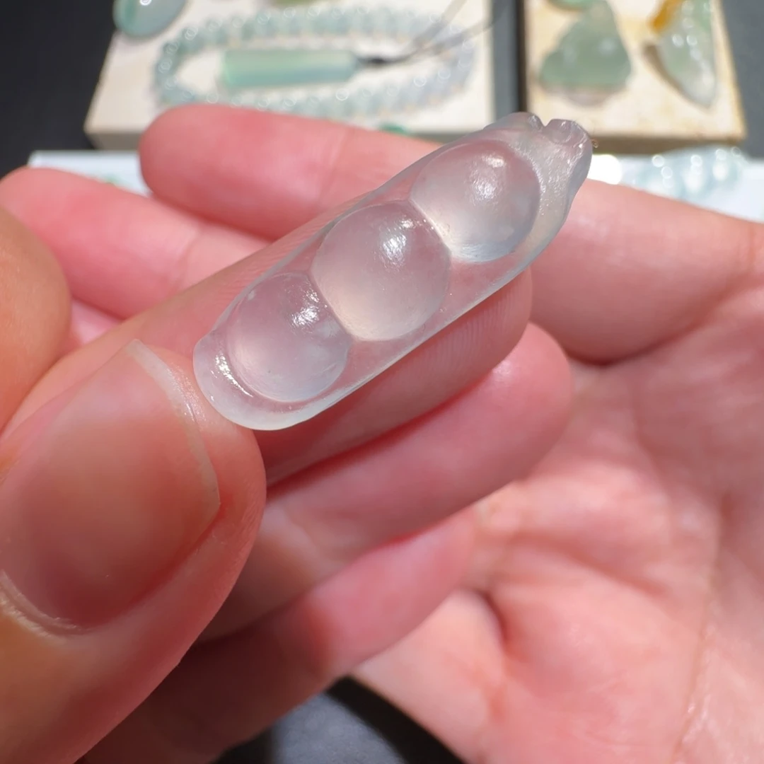 定制翡翠未镶嵌高冰雪花棉福豆