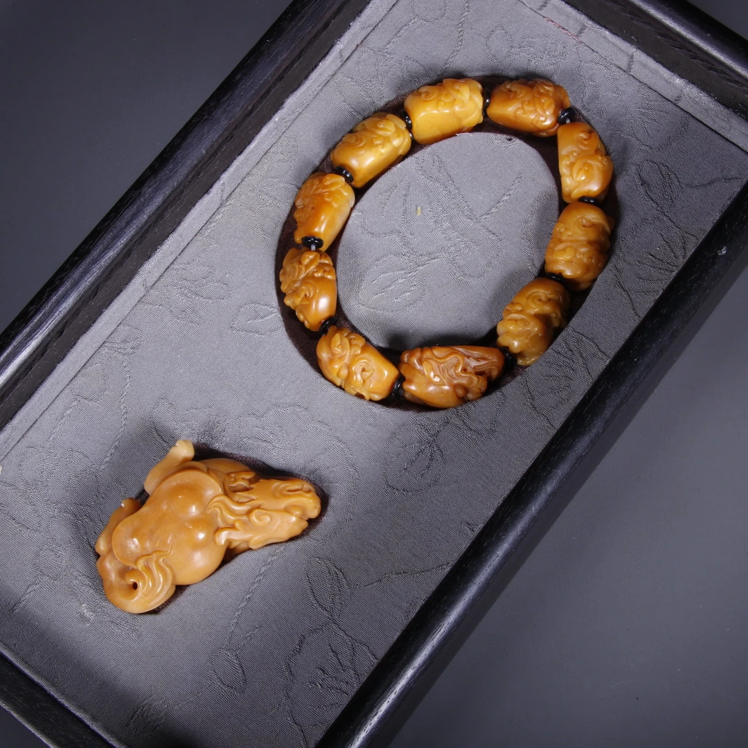 清代 寿山田黄石手串一套G高91117