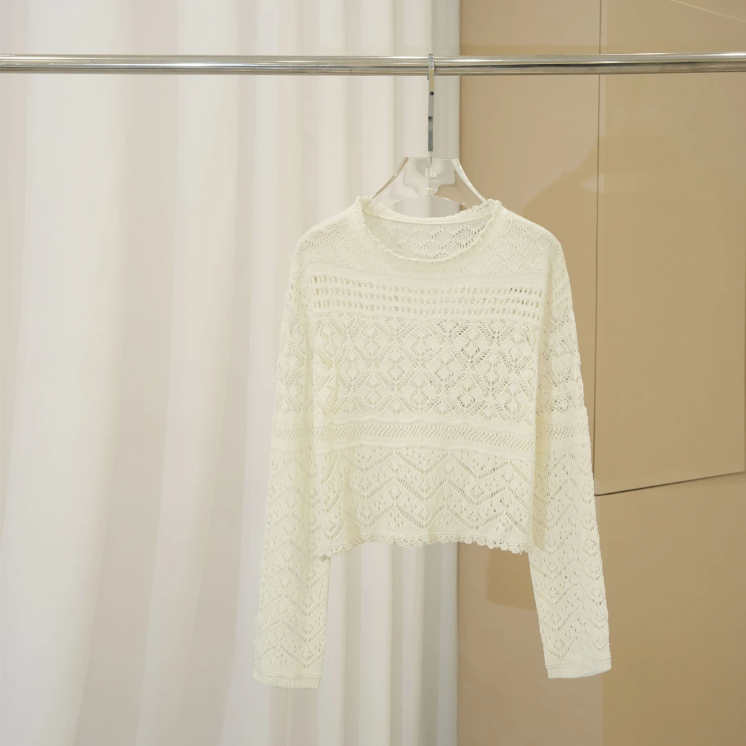 【尧尧】轻职风夏季镂空纯色包袖毛针织衫套头女装潮牌ins风121009