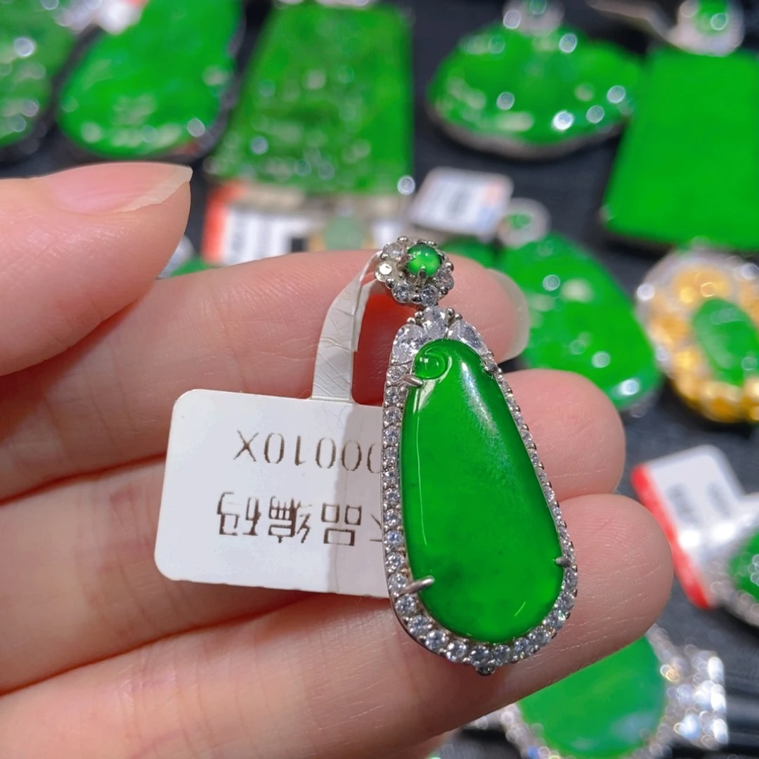 翡翠银S925镶嵌吊坠(不含链)