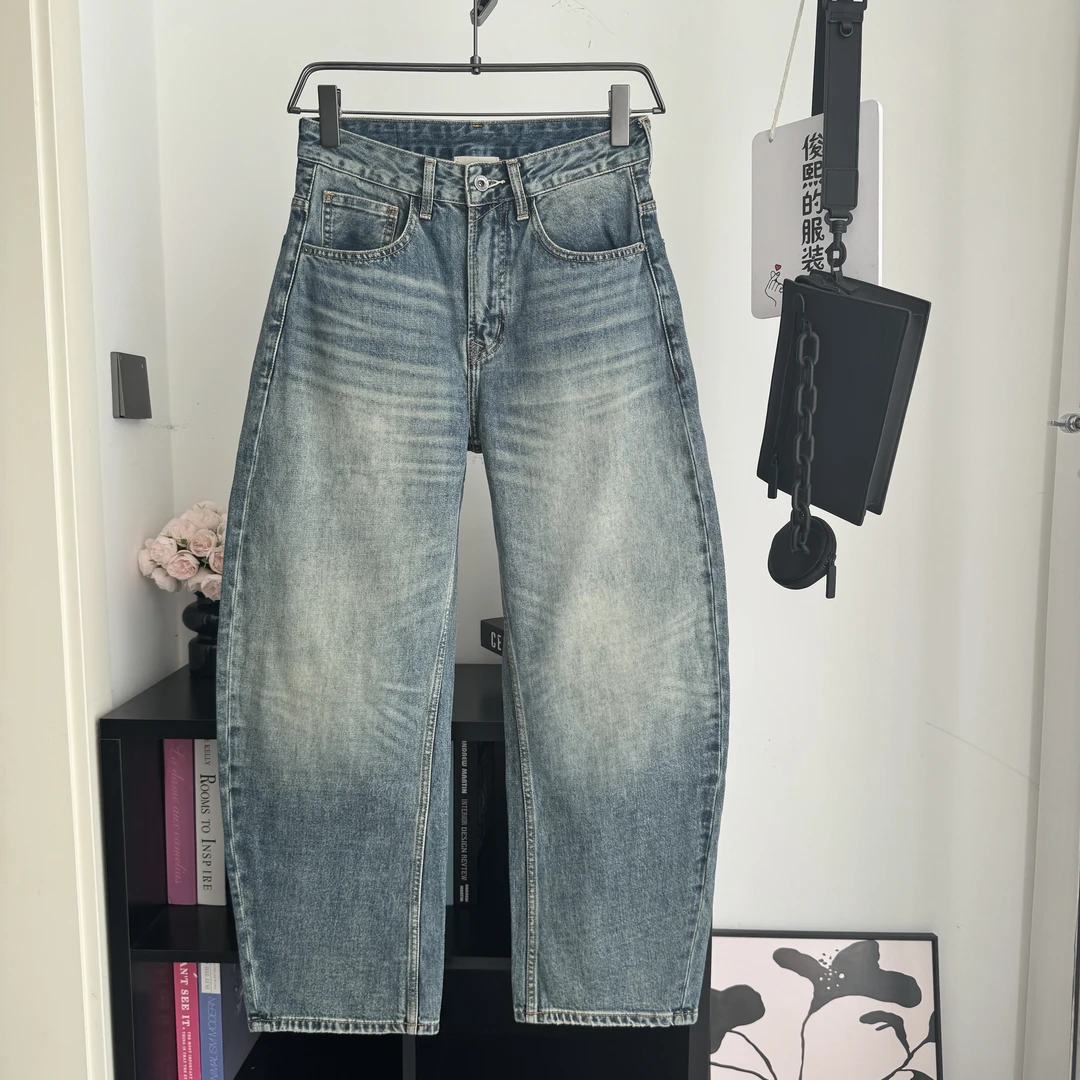 2026春季男士做旧长裤水洗牛仔弯刀裤时尚百搭做旧男士裤子1617F