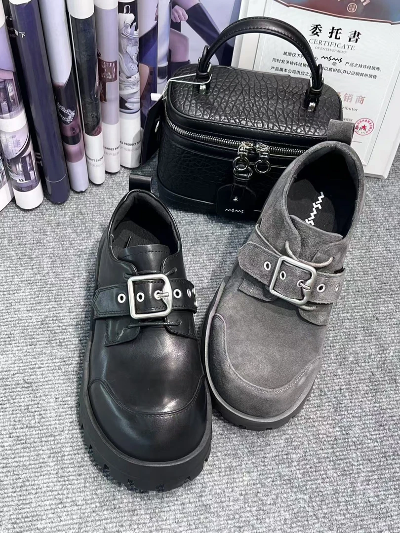 603-1玛莎玛索2025早春新款乐福鞋圆头厚底纯皮女鞋潮流时尚